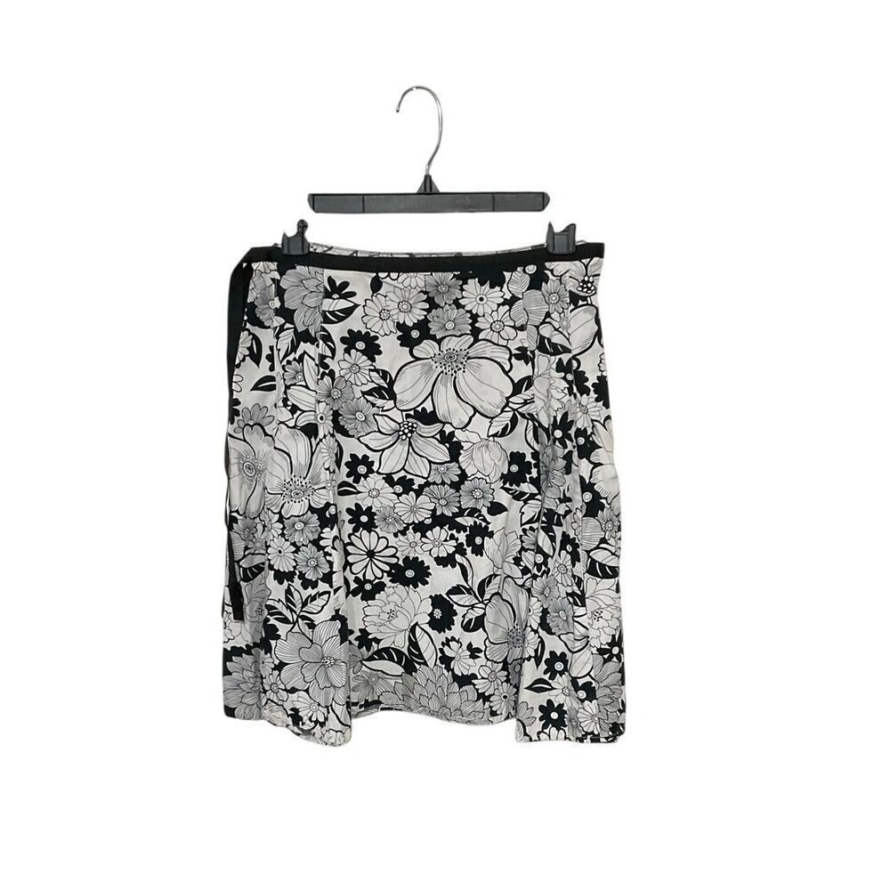 VTG 90s Massini Floral Cotton Pleated Skirt Size 8 Medium High Waisted Ribbon - Picture 2 of 5